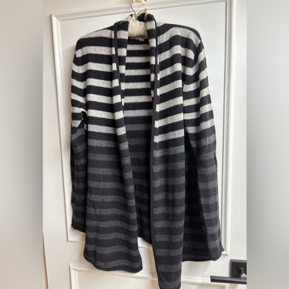 Striped Black and Gray cashmere Women's Sweater